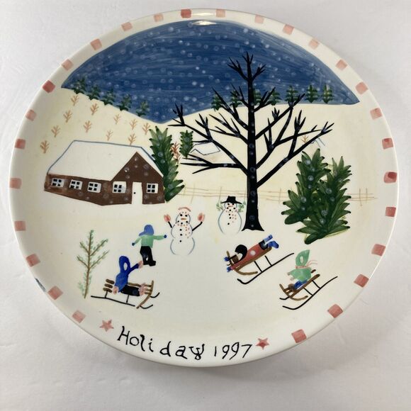 Bath and Body Works “Sledding Magic” 1997 Collectible Plate by Beaty Thomas - Picture 1 of 7